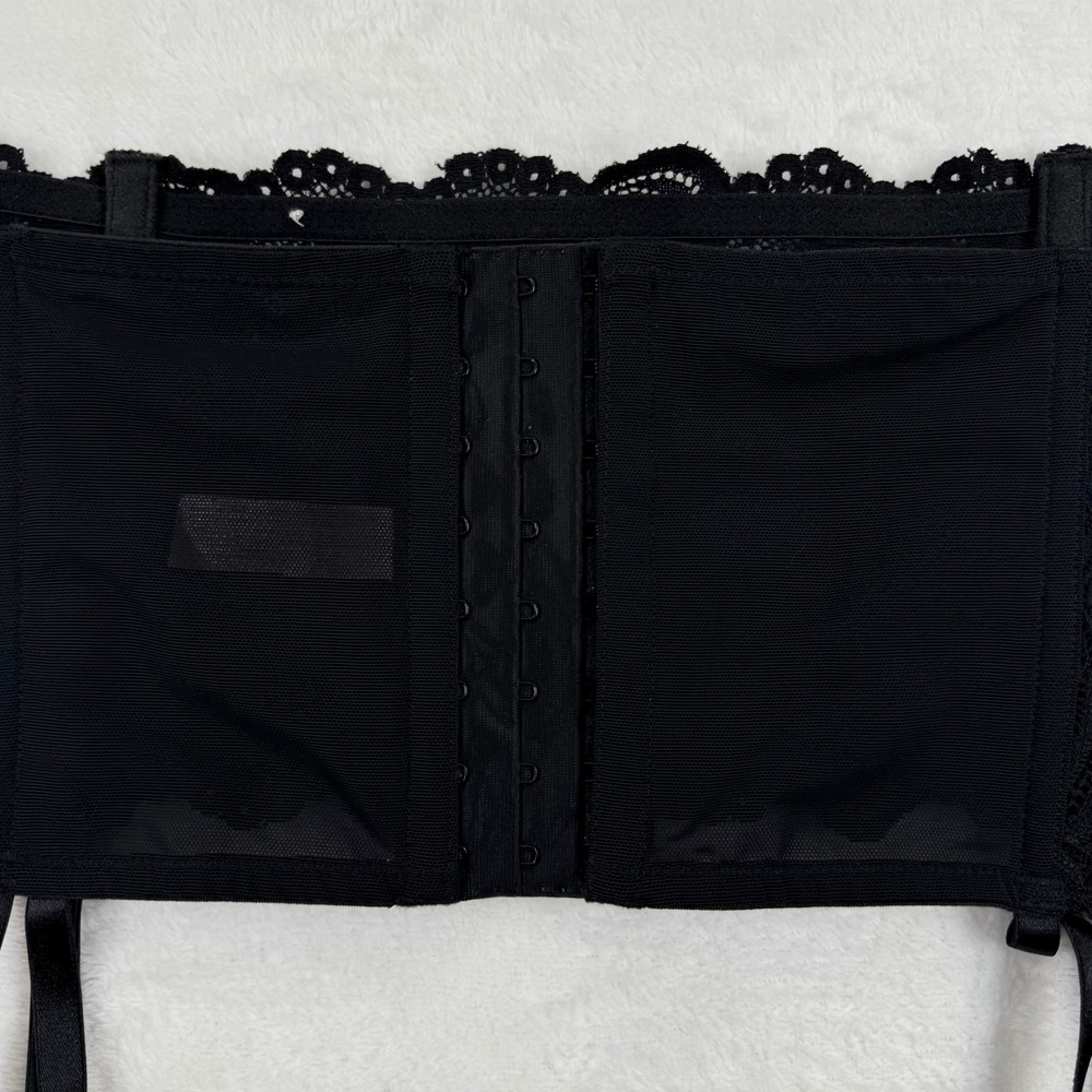 Cacique Black Lace Garter Belt Corset Style Size 18/20 - Picture 5 of 6